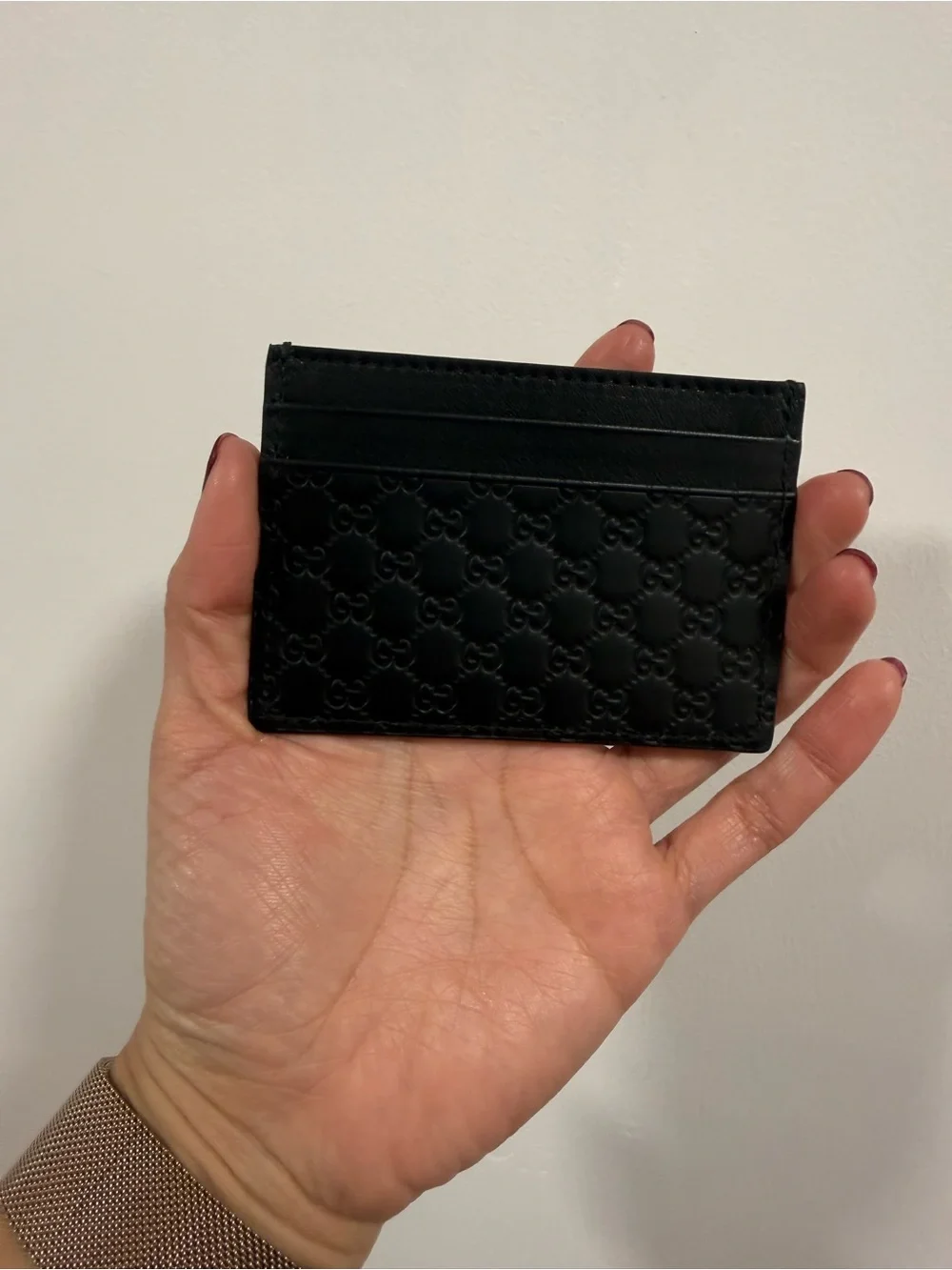 Gucci Black Leather Microguccissima Card Case